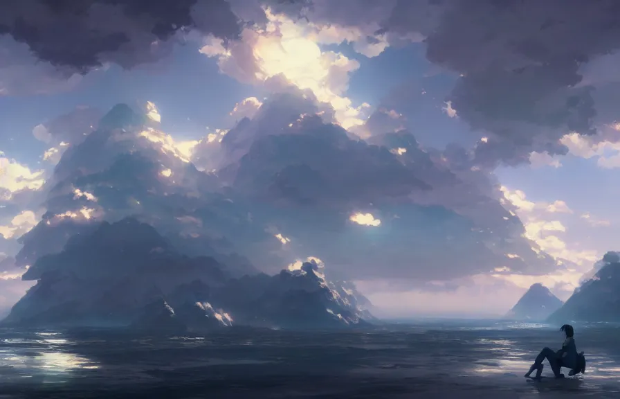 Prompt: makoto shinkai concept art of the cloud island dimension, key visual, ambient lighting, highly detailed, digital painting, artstation, concept art, sharp focus, by makoto shinkai and akihiko yoshida and hidari and wlop and greg rutkowski