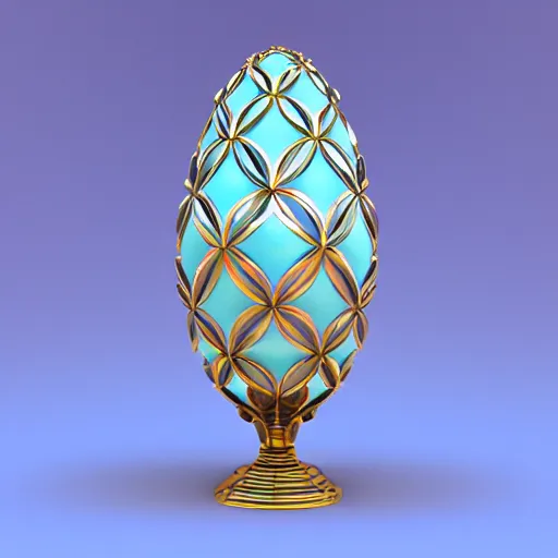 Image similar to faberge egg, 3D render, white background