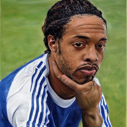 Image similar to high quality high detail painting by lucian freud, hd, ronaldinho