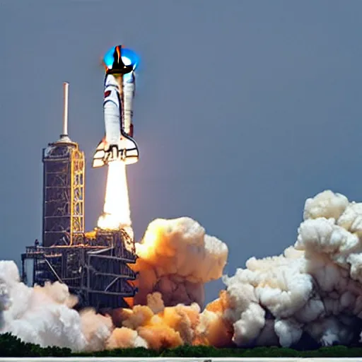 Prompt: “space shuttle launch, award winning, historical photograph”