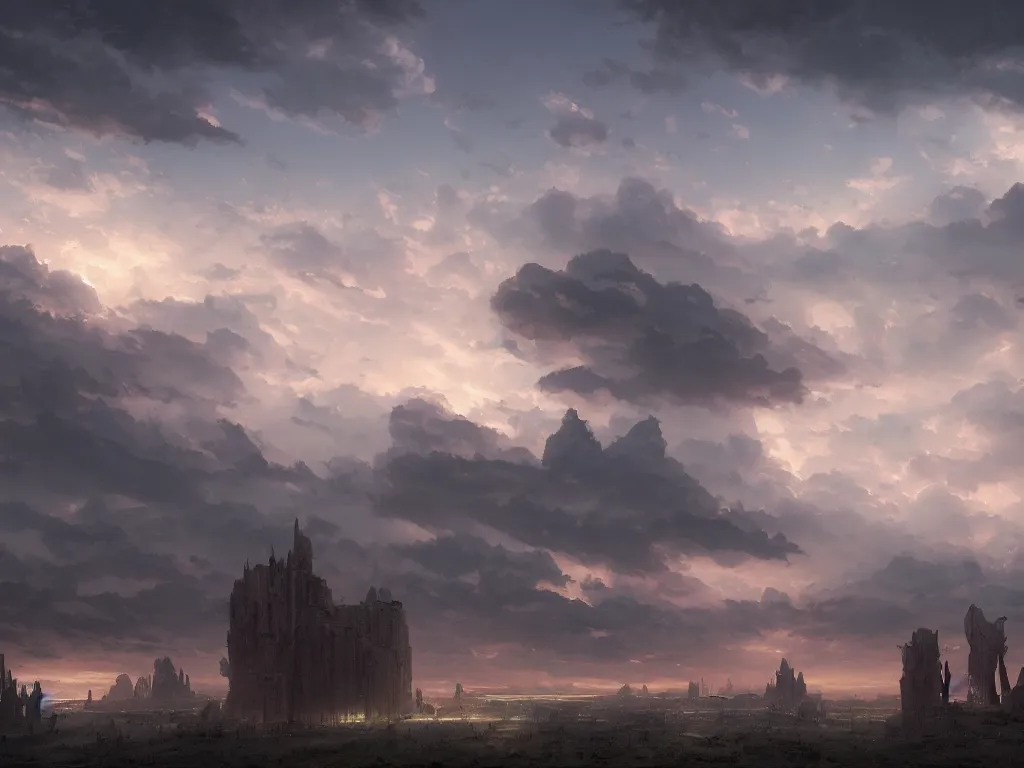 Prompt: detailed matte painting of a sky by greg rutkowski and marc simonetti