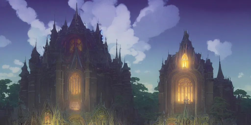 Prompt: a wholesome animation key shot of a grand mausoleum of a dark lord, medium shot, architecture, studio Ghibli, Pixar and Disney animation, sharp, very detailed, high resolution, inspired by Hayao Miyazaki, anime key art by Greg Rutkowski, Bloom, dramatic lighting