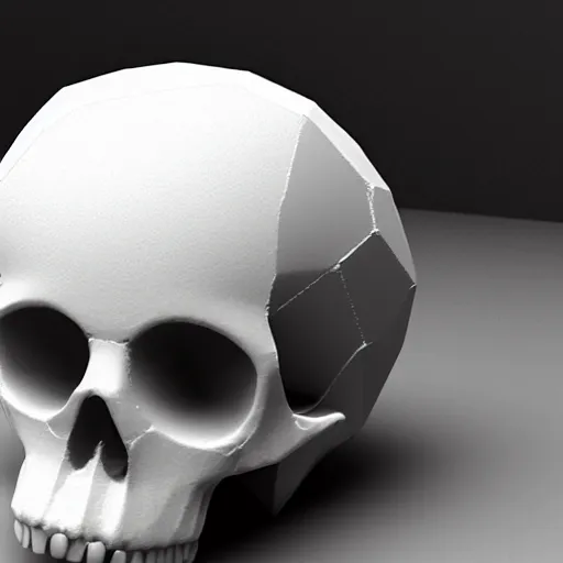 Prompt: lemon in the shape of a skull, low poly