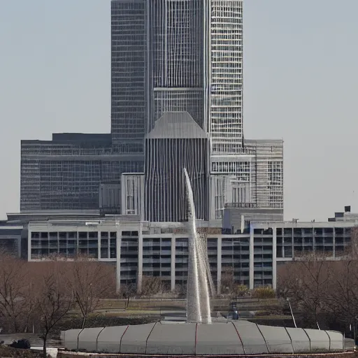 Image similar to dystopian futuristic totalitarian capital building in washington dc