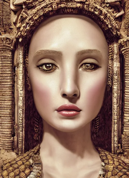 Image similar to closeup of cleopatra's palace, depth of field, zeiss lens, detailed, symmetrical, centered, fashion photoshoot, by nicoletta ceccoli, mark ryden, lostfish, earl nore, hyung tae, frank frazetta, breathtaking, 8 k resolution, extremely detailed, beautiful, establishing shot, artistic, hyperrealistic, octane render