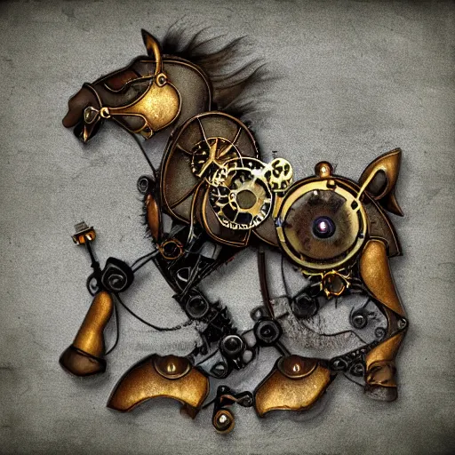 Image similar to horse, steampunk