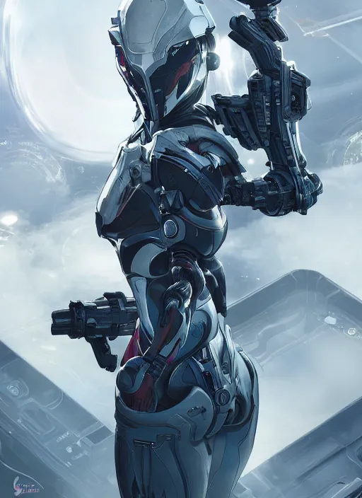 Image similar to photo of a cyborg girl on a space ship, warframe armor, scifi, professionally color graded, interesting angle, sharp focus, 8 k high definition, insanely detailed, intricate, innocent, art by stanley lau and artgerm