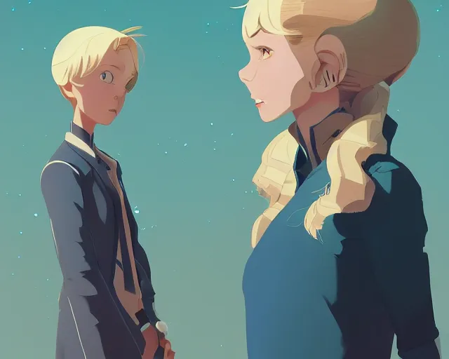 Image similar to a young blond girl with blue eyes science fiction, artstation, elegant, highly detailed, digital painting, concept art, smooth, sharp focus, illustration, art by don bluth and michel ocelot and makoto shinkai and tom whalen and atey ghailan and akihiko yoshida