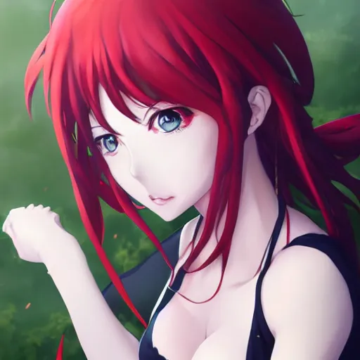 Image similar to anime portrait of Rias Gremory by Stanley Artgerm Lau, WLOP, Rossdraws, James Jean, Andrei Riabovitchev, Marc Simonetti, and Sakimichan, trending on artstation