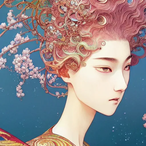 Image similar to a beautiful exquisite delicate hyperdetailed character design 4 k wallpaper illustration of a phoenix princess, victo ngai style, finely detailed perfect face delicate features directed gaze, style of studio ghibli, makoto shinkai, raphael lacoste, louis comfort tiffany, denoise, deblurring, artgerm, james jean, ross tran, alphonse maria mucha, chinese style