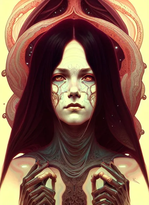 Prompt: symmetry!! portrait of female, cosmic horror, lovecraftian horror, intricate, horror!! highly detailed, digital painting, artstation, concept art, smooth, sharp focus, illustration, art by artgerm and greg rutkowski and alphonse mucha and junji ito, 8 k