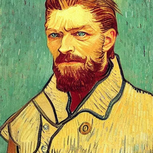 Prompt: detailed portrait of Eddard Stark as an 1890s painted by van gogh