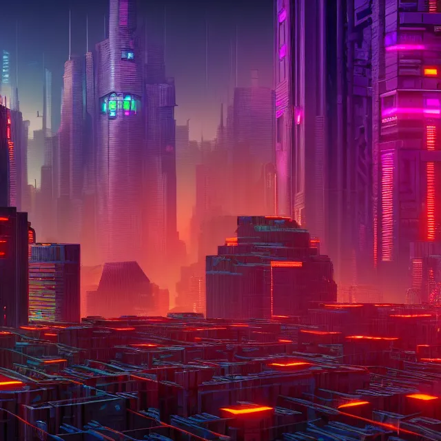 Image similar to 3 d render of, in the distance a cyberpunk blockchain city is seen, blockchain, symmetry, painted, intricate, volumetric lighting, beautiful, rich deep colors masterpiece, sharp focus, ultra detailed, in the style of dan mumford and marc simonetti