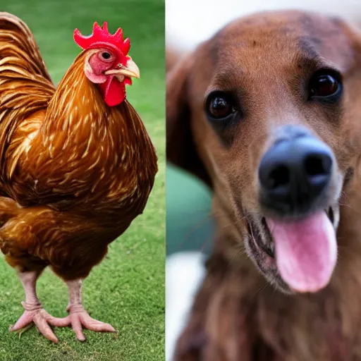 Image similar to photo of a a chicken with the head of a dog