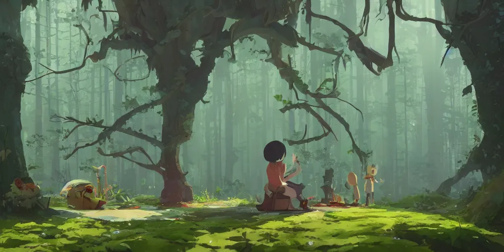 Prompt: mystical building in the woods, moss, lianna, jungles, by cory loftis & akihiko yoshida & james gilleard & atey ghailan & makoto shinkai & goro fujita & studio ghibli, rim light, exquisite lighting, clear focus, magic atmosphere, very coherent, plain background, soft painting