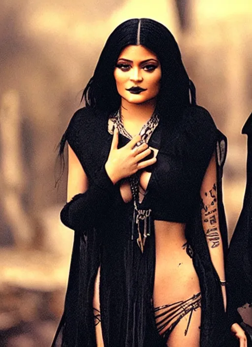 Image similar to film still of kylie jenner as a gothic vampire in the movie the lost boys