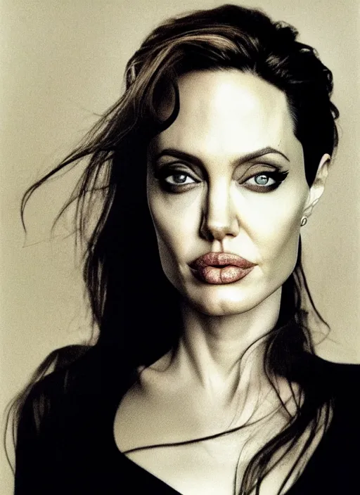 Image similar to close - up portrait of angelina jolie, fine art photo portrait by paolo roversi,