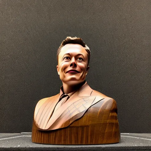 Prompt: wood elon musk statue, intricate, highly detailed, 8 k, high definition