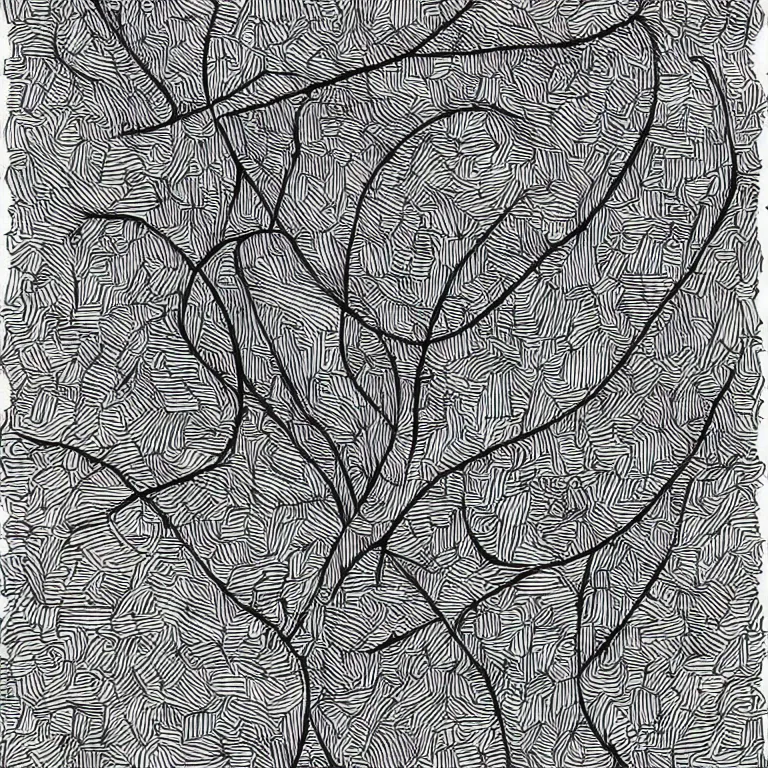 Image similar to a pen and ink generative line - art drawing