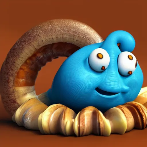 Image similar to cute cartoon snail with a cinnamon roll shell, still from pixar movie, disney 3 d, 8 k, octane render