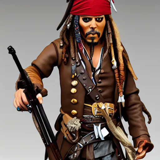 Image similar to jack sparrow action figures, unreal engine, high resolution