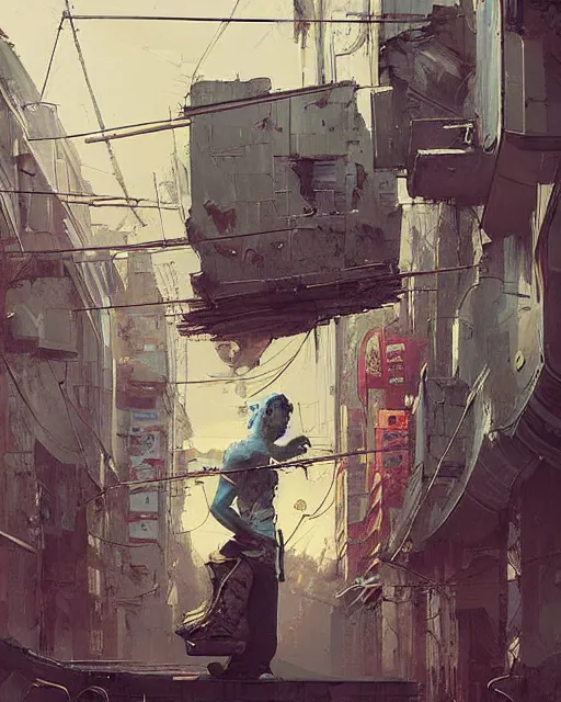 Prompt: a highly detailed epic cinematic concept art CG render digital painting artwork: Tokyo suburbs. By Greg Rutkowski, in the style of Francis Bacon and Syd Mead and Norman Rockwell and Beksinski, open ceiling, highly detailed, painted by Francis Bacon and Edward Hopper, painted by James Gilleard, surrealism, airbrush, Ilya Kuvshinov, WLOP, Stanley Artgerm, very coherent, triadic color scheme, art by Takato Yamamoto and James Jean