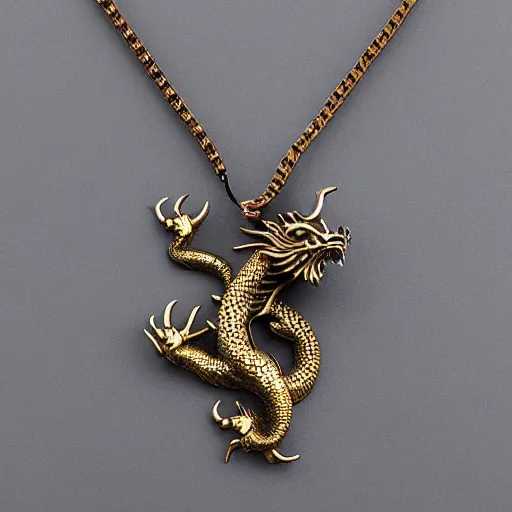 Prompt: chinese metal necklace dragon