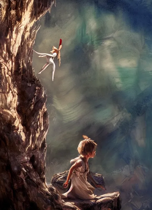 Prompt: portrait, Peter Pan and Tinkerbell, watercolor, dramatic lighting, cinematic, establishing shot, extremly high detail, foto realistic, cinematic lighting, pen and ink, intricate line drawings, by Yoshitaka Amano, Ruan Jia, Kentaro Miura, Artgerm, post processed, concept art, artstation, matte painting, style by eddie mendoza, raphael lacoste, alex ross