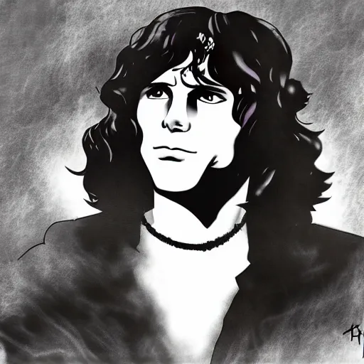 Prompt: Jim Morrison as anime character