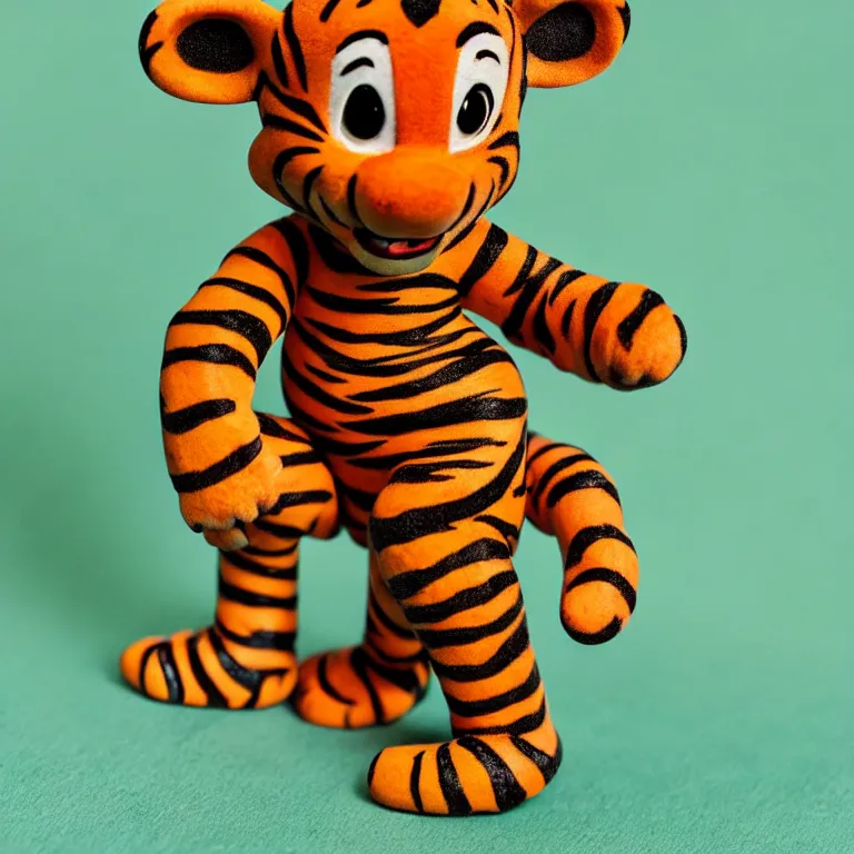 Prompt: disney tigger figurine, realistic, dslr photo, product shot, vibrant colors