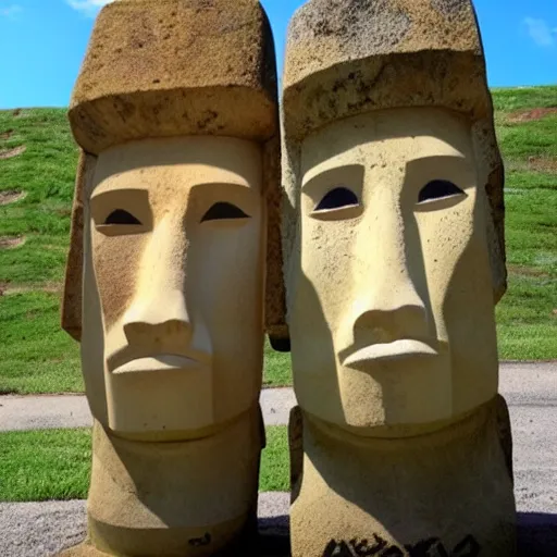 Image similar to anime schoolgirl easter island head