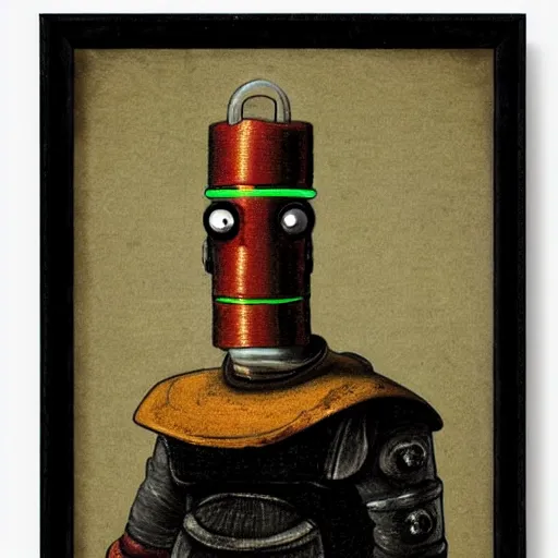 Prompt: bender from futurama by rembrandt,