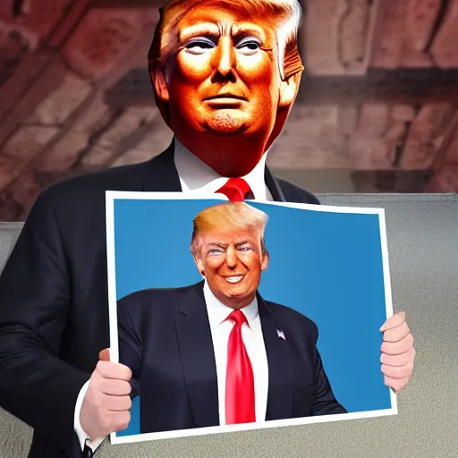 Prompt: Donald Trump unprofessional cardboard cutout