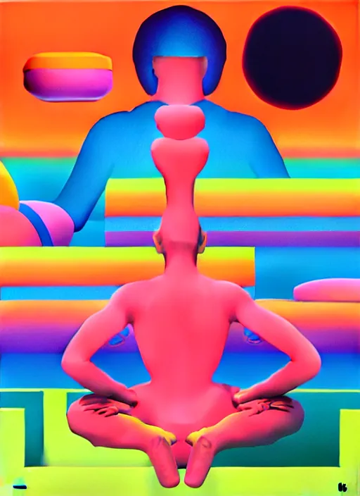 Image similar to yoga by shusei nagaoka, kaws, david rudnick, airbrush on canvas, pastell colours, cell shaded, 8 k