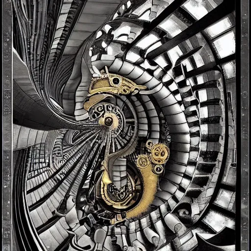 Image similar to Relativity steampunk by M.C. Escher