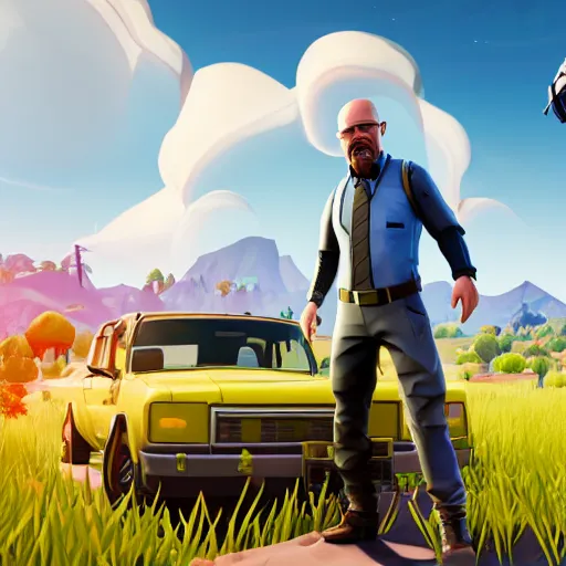 Image similar to Walter White as a Fortnite Character : : 8k : : unreal engine render —height 1024 —width 1024