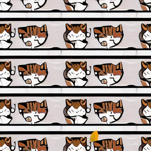 Prompt: seamless looping design of cute kittens on striped white and black background