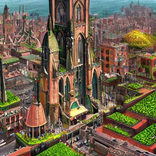 Image similar to fictional city in south america with gothic architecture, very details, photorealistic, hype realistic, cinematic