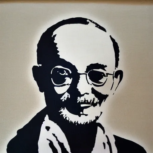 Image similar to individual ghandi silk screen portrait banksy style