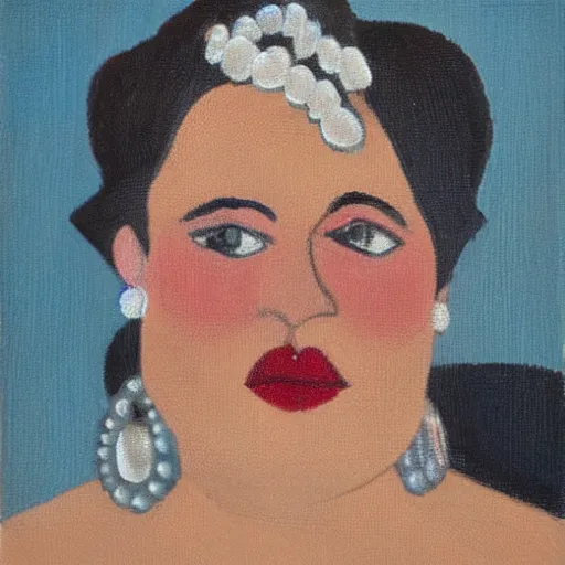 Prompt: a headshot of a woman wearing pearls, in the style of georges braque