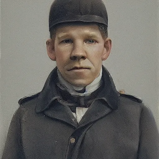 Prompt: thirty years old Lee Evans as a ((sad)) 19th century, eastern european postman (without bead and without mustache). (((The background is a 19th century east european village))). detailed, soft focus, interesting lights, realistic, shadows, higher contrasts, afternoon lights, hyperdetailed, oil canvas, character concept art by Munkácsy Mihály, Hollósy Simon, Csók István, John Everett Millais, Henry Meynell Rheam, and da Vinci