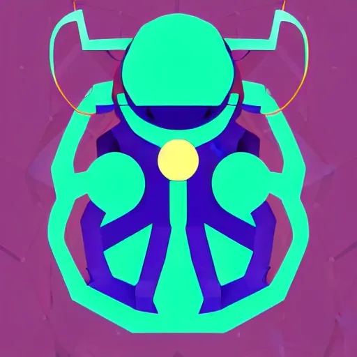 Image similar to geometric cyborg robot electric octopus, digital art, geometric, vector art