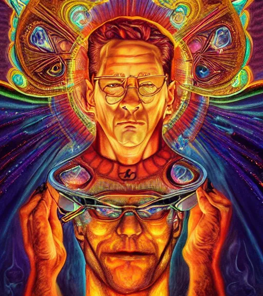 Prompt: symmetry, hank hill as the saint of propane, visionary art, art by mike judge, art by josephine wall, art by amanda sage, dramatic lighting, trending on artstation