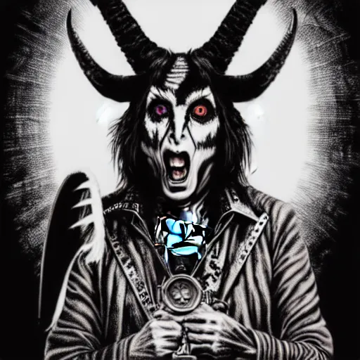 Image similar to graphic illustration, creative design, alice cooper as baphomet, biopunk, francis bacon, highly detailed, hunter s thompson, concept art