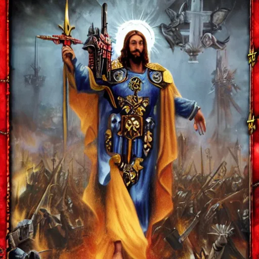 Image similar to Jesus Christ is the emperor, Warhammer 40k