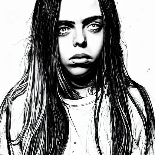 Prompt: realistic illustration of billie eilish