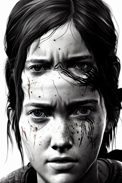 Prompt: ultra detailed facial portrait of ellie from the last of us part 2, digital art, character portrait, perfectly symmetrical face, highly detailed, trending on artstation, cinematic lightning, sharp focus, perfect face, pretty face, fine - face, illustration, 8 k, ultra texture, artgerm