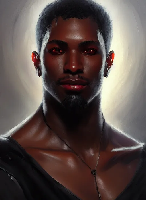Image similar to a _ fantasy _ style _ portrait _ painting _ of black male oil _ painting _ unreal _ 5 _ daz. _ rpg _ portrait _ extremely _ detailed _ artgerm _ greg _ rutkowski _ greg