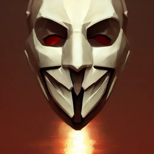 Prompt: full anonymous mask by greg rutkowski and thomas kinkade, trending on artstation