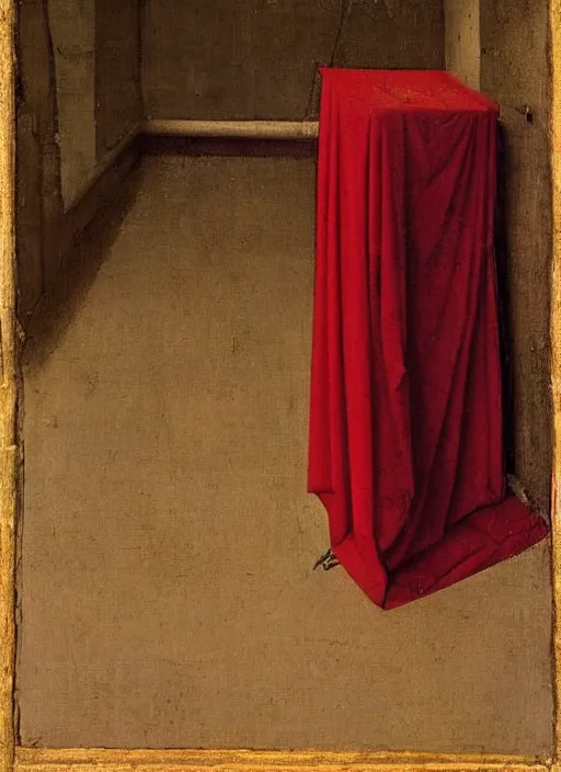 Image similar to red cloth of the floor, medieval painting by jan van eyck, johannes vermeer, florence